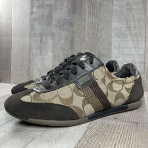 Coach Signature Joss Women's Sneaker Shoes Suede Jacquard Monogram Brown Size 7